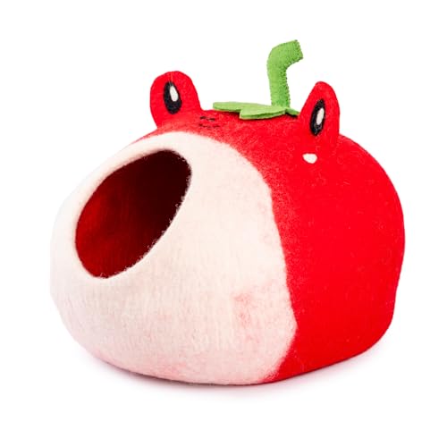 Luxurious Merino Wool Cat Cave (Red Frog)