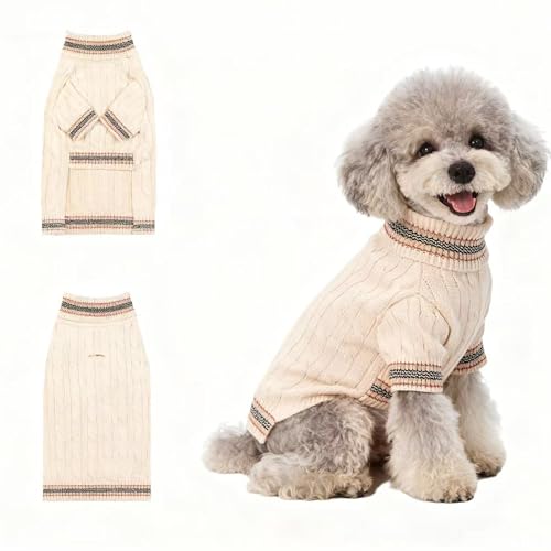 Small Medium Dog Sweater (Striped White / Small)