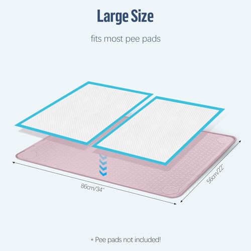 Pee Pad Holder for Dogs 34''x22'' Silicone Puppy Pee Pad Tray (Pink)