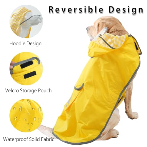 Dog Raincoat Reversible (Yellow / Medium(13-22lb))