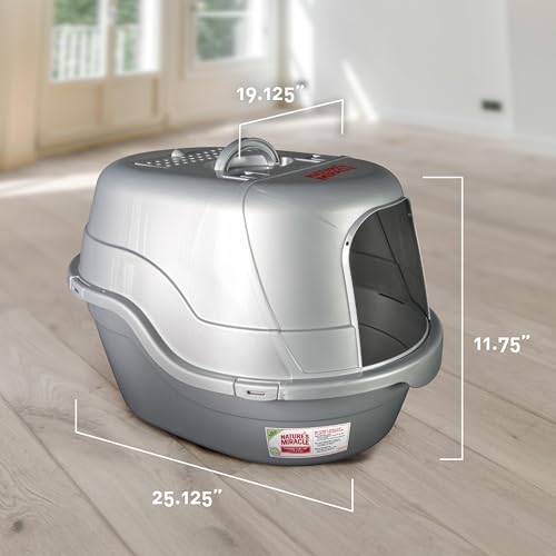 Hooded Flip Top Cat Litter Box with Charcoal Filter (Silver/Grey)
