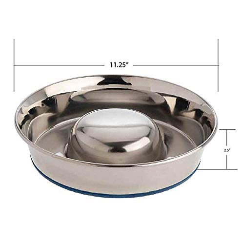 OurPet's DuraPet Slow Feed Stainless Steel Dog Bowl (Large (6 Cups))