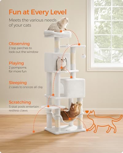 Cat Tree 59.5 (59.5 Inches / Cream White)