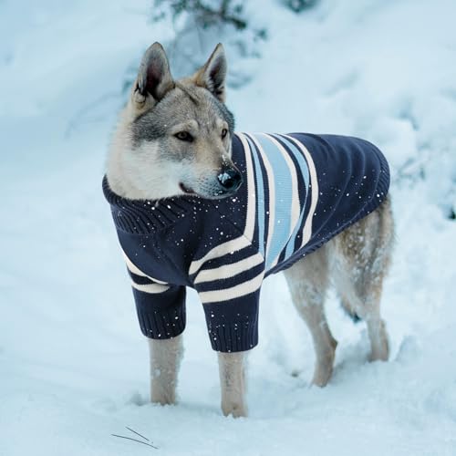 Dog Striped Knitted Sweater (Small / Blue)