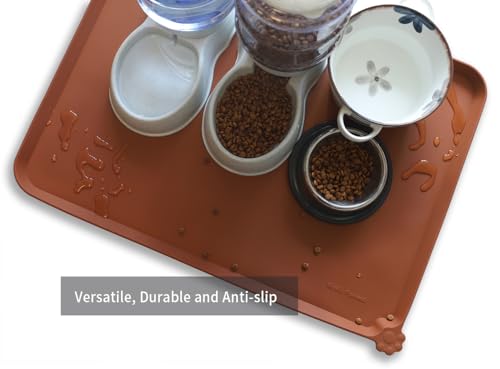 X Large Silicone Pet Food Mats (28" x 20" / Caramel)
