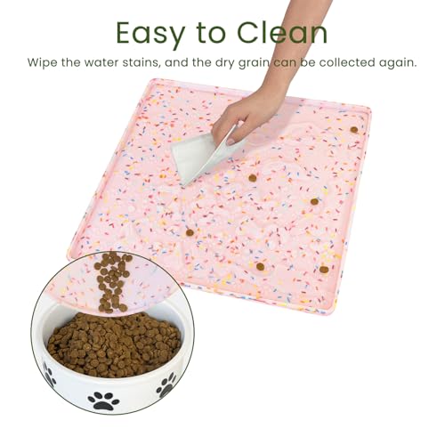 Dog Food Mat Anti (11.8"L x 11.8"W / Donut-Pink)