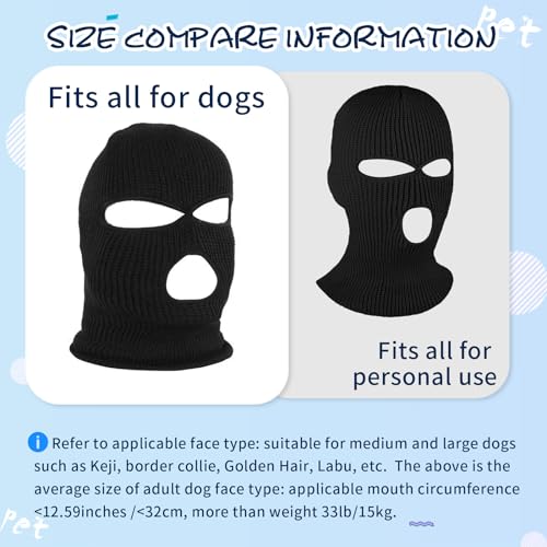 Dog Halloween Christmas Costume Ear Muffs Noise Protection Knitted Dogs Ears Warm Hats Dog Robbers & Thieves Mask Funny Pet Cosplay for Medium Large Pets (Black musk)