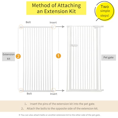Extra Tall Cat Gate Extension Kit 55.12" High 29.52" Wide White (55.12" H-white / 29.52" W, Extension)