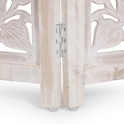 Lightnpro 3 Panel Carved Wooden Dog Gate (White Wash / 24x54 - Ember)