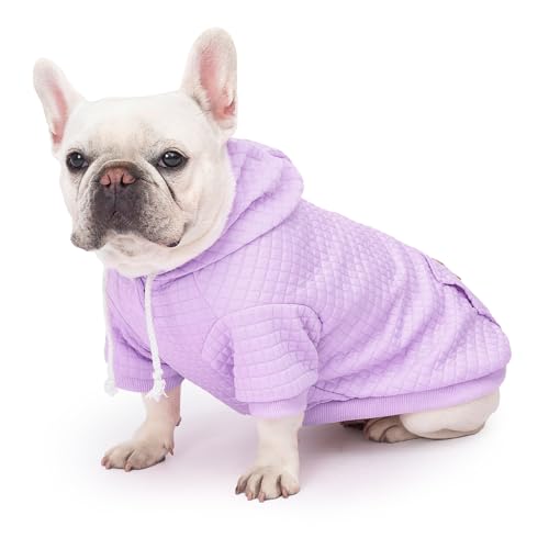 2 Pack Dog Hoodie Sweaters for Small Medium Dogs Warm Dog Clothes for Large Dogs Soft Waffle (Pink+Purple / L (Back: 19",Chest: 28", 44-55lbs))