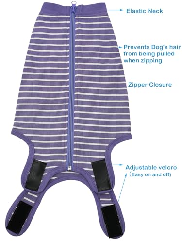 Dog Surgery Recovery Suit (XL(Back18- 20" Chest 23- 25" Weight 37- 57 lb) / Purplewhite)
