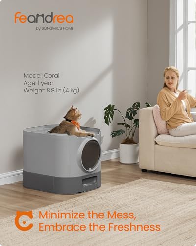 Cat Litter Box with Lid (21.3"L x 16.9"W x 15.7"H / Dove Gray + Slat Gray)