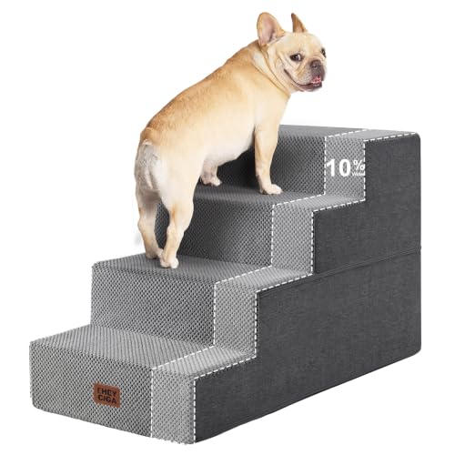 Dog Stairs for Bed 18" H (Grey / Extra Wide 16.5" x 28" x 18")