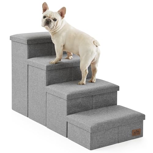 Dog Stairs with Storage (Grey / 38.1"L x 17"W x 22"H)