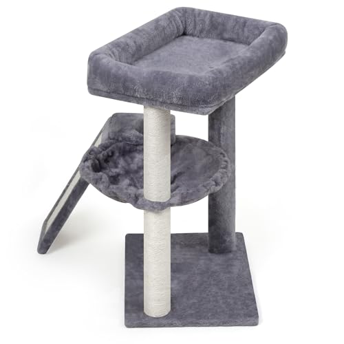 YOUPET Cat Tree with Cat Scratching Post for Indoor Cats (Grey / 25.59")