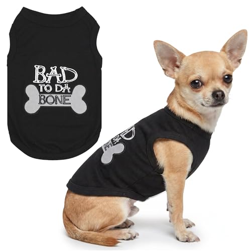 Dog Shirt 100% Cotton Shirts for Small Dogs (Small / Bad to da Bone)
