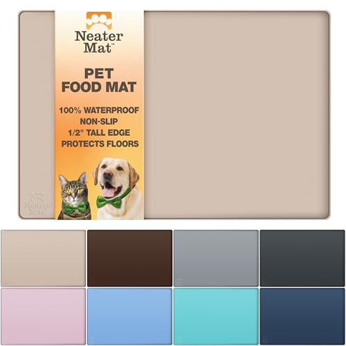 Neater Mat Pet Mats for Food and Water (32"L x 24"W / Cappuccino)