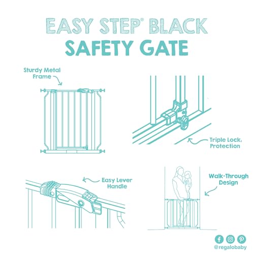 Safety 29" 38.5" Easy Step Baby Gate (Black / 29-38.5"W x 30"H)