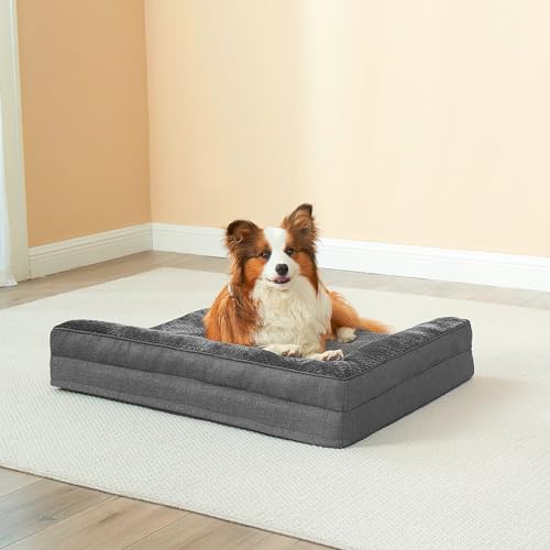 Orthopedic Dog Bed Medium Size Dogs (Dark Grey / 30.0"L x 20.0"W x 6"Th)