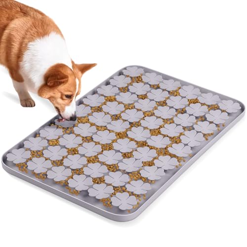 Silicone Snuffle Mat for Dogs 23.6"x 15.7" Large Slow Feeder Mat (Grey:23.6"x15.7")