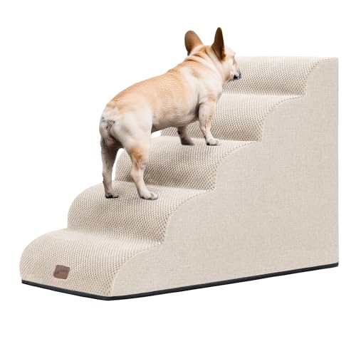Ramp Dog Stairs for High Beds 22.6" H (Beige / 5-Step (33"D x 15.7"W x 22.6"H))