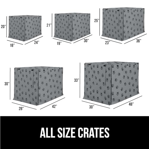 Dog Crate Covers (Gray Black Paw / 48" X 30" X 33")