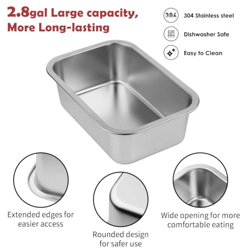 2.8 Gallon Elevated Large Dog Water Bowl with Spill (Black-2.8 gal & mat / Height: 9.4-14.2")