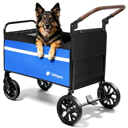 Foldable Dog Wagon for Medium & Large Dogs (Blue)