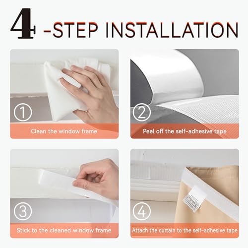 Self Adhesive Blackout Curtains (Beige / 35"W x 59"L (Pack of 1))