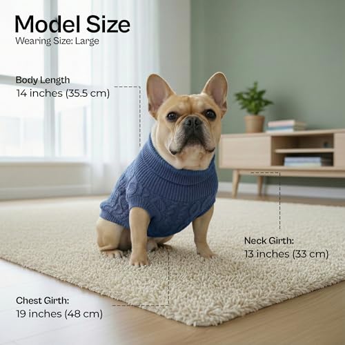 Dog Sweaters Pull Over (L / Cable Knit Navy)