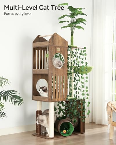Large Cat Tree with Leaves (Greige)