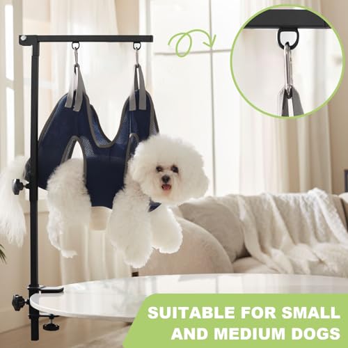 Home Dog Grooming Table Arm with Hammock 35" Height Adjustable Dog Grooming Arm with Clamp No (Black / Small/Medium)