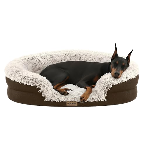 Fluffy Orthopedic Dog Beds Large Sized Dog (Coffee / XL(48", UP to 110lbs))