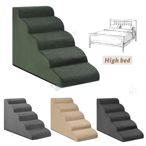 Dog Stairs for High Bed (Green / Standard 5-Step 22.2"H)