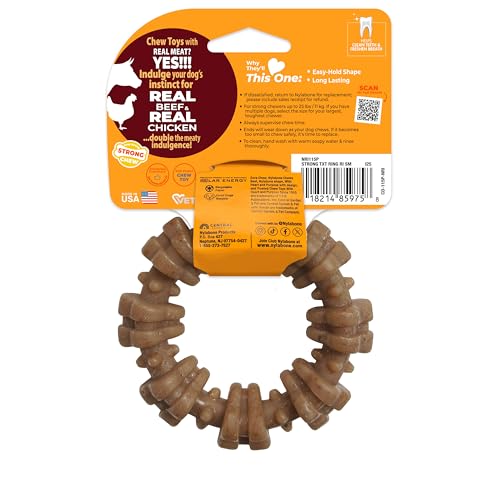 Strong Chew Ring Dog Chew Toy Made with Real Beef & Chicken (Textured Ring / Small)