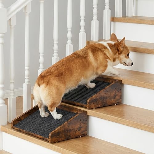 2Pcs Low Angled Wooden Dog Ramp for Stairs (2Pcs)