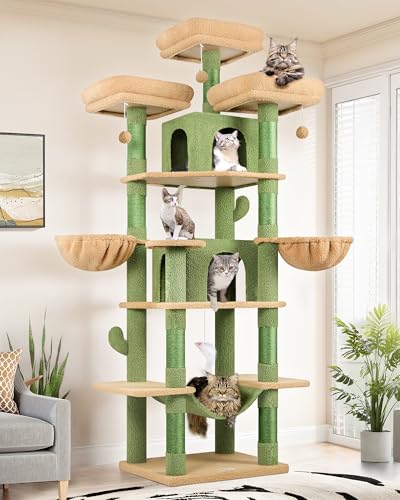 Big XXL Cactus Cat Tower for Indoor Multiple Cats (Cactus / 80inch)