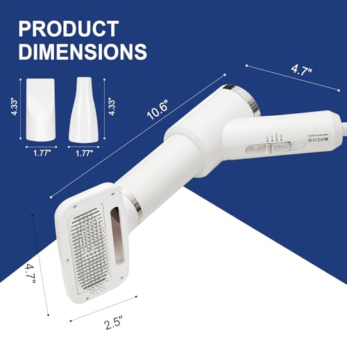 Portable Dog Hair Dryer with Brush (white)