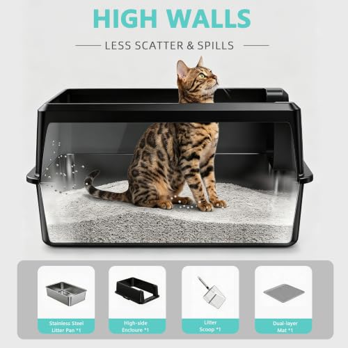 XL Stainless Steel Litter Box (23 - Black (Pack of 1))