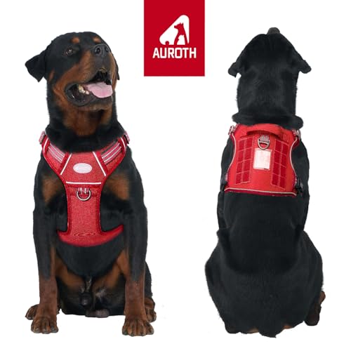 Dog Harness for Large Dogs (Red / L(Neck:18-29",Chest:24-37"),45-80 lbs)