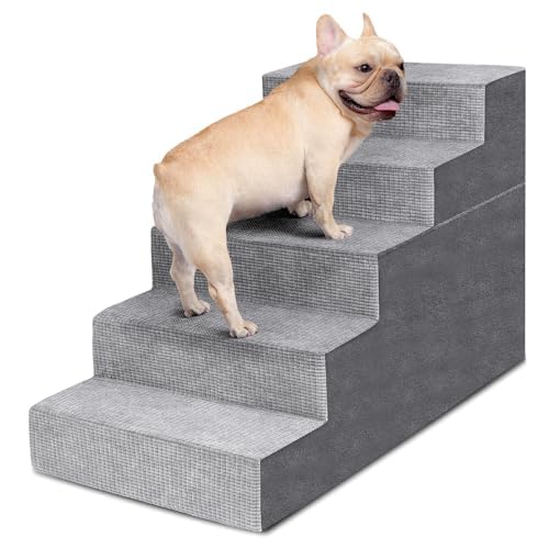 Dog Stairs for Small Dogs (Grey / 5 Steps)
