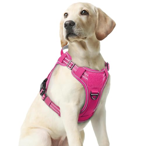 Tactical Dog Harness Medium Sized (M(chest:20.1"-33.9",neck:17.7"-22.3",back:7.5") / Rose Red)