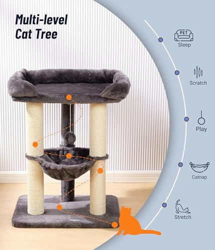 28" Cat Tree Large Bed for Big Cats (Gray)