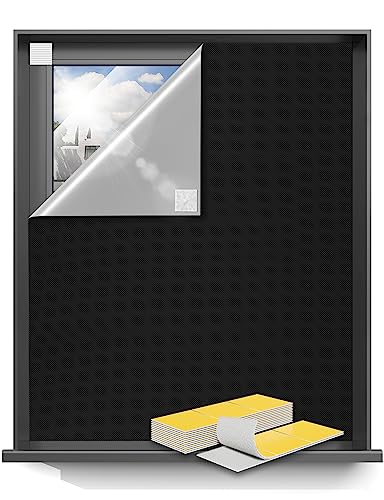 Blackout Curtains 36"x72" Portable No Drill Black Out Window Cover (Black / 72"W x 36"L (Pack of 1))