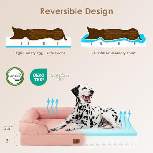 Orthopedic Dog Beds Large Sized Dog (Dusty Pink / 35.0"l X 22.0"w X 6.5"th)