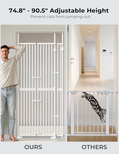 Extra Tall Cat Gate for Doorway (74.8"-90.5" H x 30.3"-38.2" W)