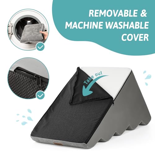 Extra Wide Dog Stair for Small Dog (Grey / Extra Wide:19.7"x33"x22.4")