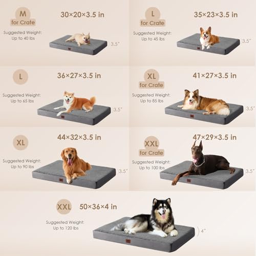 Orthopedic Dog Bed Large with Removable Washable Cover (50*36*4 inches / Grey)