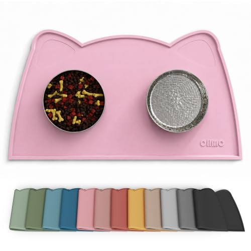 Cat Food Mat Silicone Pet Feeding Mat (18"L x 10"W / Pink)