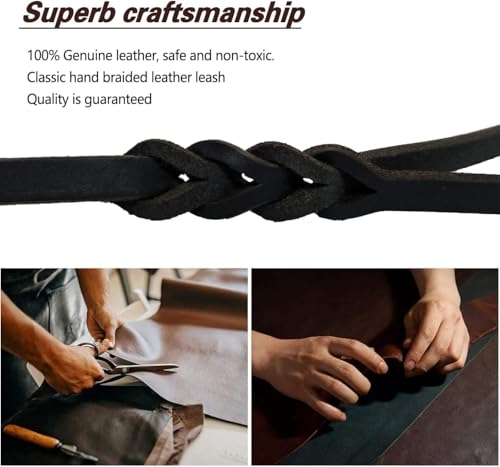 Leather Dog Leash 4ft x 1 (4ft x 1/2 inch / Black)
